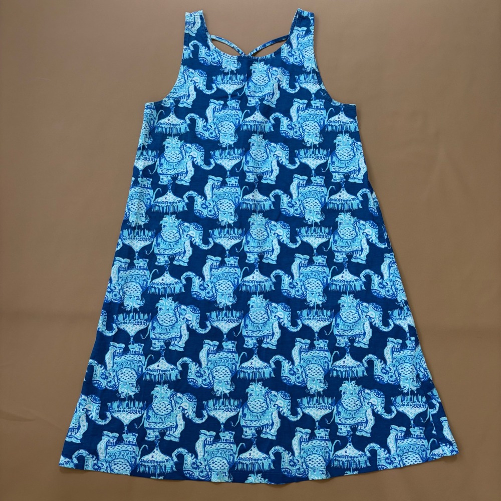 Lilly Pulitzer Kristen Deep Indigo Joy Ride Elephant 100% Cotton Dress Size XS